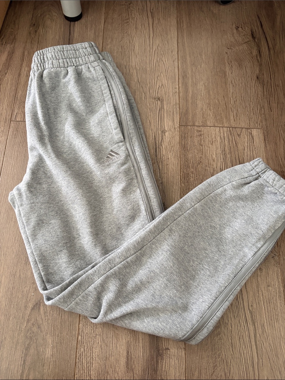 adidas Kids Light Gray Fleece Joggers. Boys size large 14